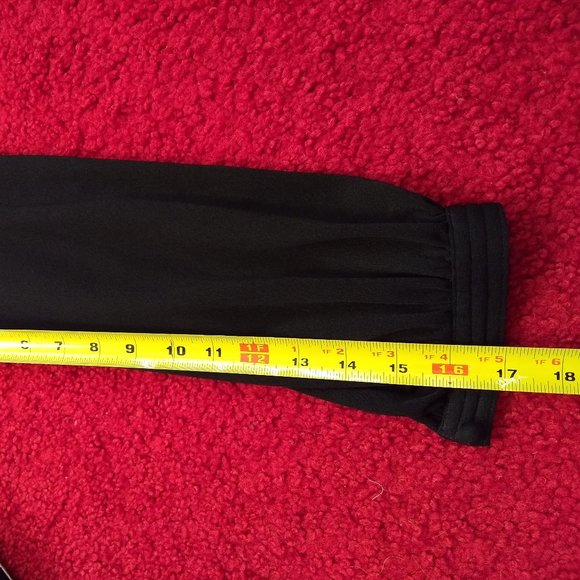 vintage 80s black midi party dress puffy leaf shoulder 🎈HOST PICK🎈x3 - Picture 9 of 14